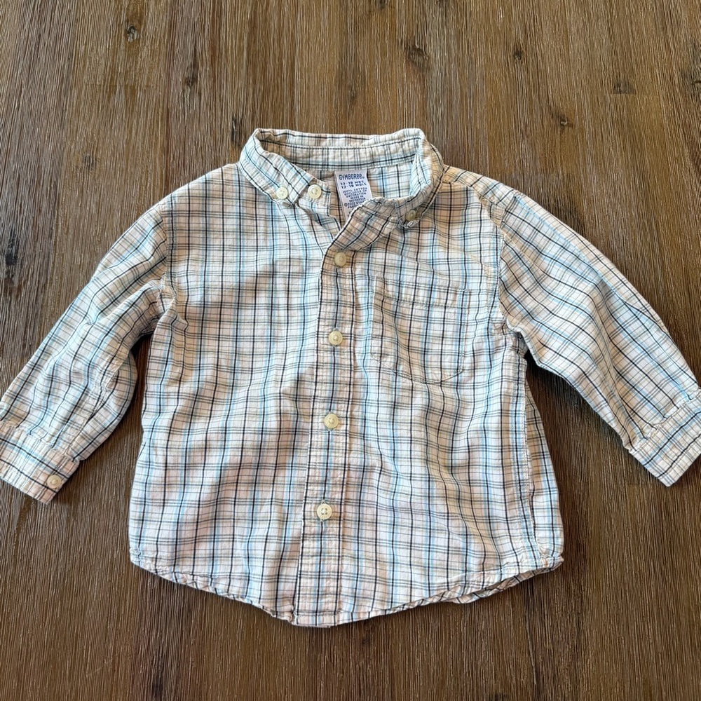 3/20$ Gymboree Baby Plaid Button Down Shirt size 12-18 months